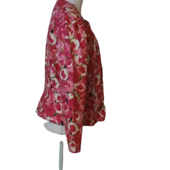 ANDRIANNA PAPELL pink floral blazer 100% cotton - Picture 4 of 6